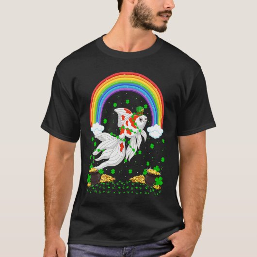 Rainbow Irish Shamrock Goldfish St Patrick's Day T-shirt (Voorkant)