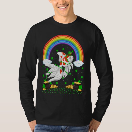 Rainbow Irish Shamrock Goldfish St Patrick's Day T-shirt (Voorkant)