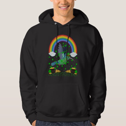 Rainbow Irish Shamrock Hummingbird St Patrick's Da Hoodie (Voorkant)