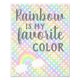 Rainbow is mijn favoriete kleur Gingham geplakt 8  Foto Afdruk