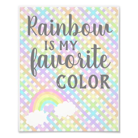 Rainbow is mijn favoriete kleur Gingham geplakt 8  Foto Afdruk (Voorkant)