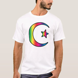 Rainbow Islamic Star en Crescent T-shirt