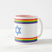 Rainbow Israel Pride Flag Small Tweekleurige Koffiemok (Voorkant rechts)