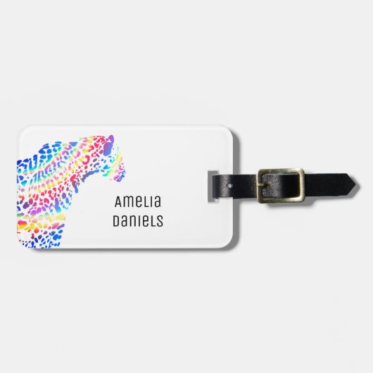 Rainbow Jaguar gepersonaliseerd Bagagelabel (Voorkant horizontaal)