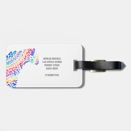 Rainbow Jaguar gepersonaliseerd Bagagelabel (Achterkant horizontaal)