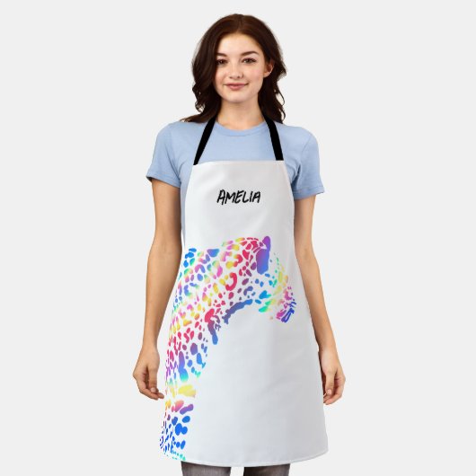 Rainbow Jaguar gepersonaliseerd Schort (Gedragen)