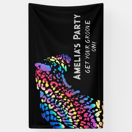 Rainbow Jaguar Gepersonaliseerde Partij Spandoek (Verticaal)