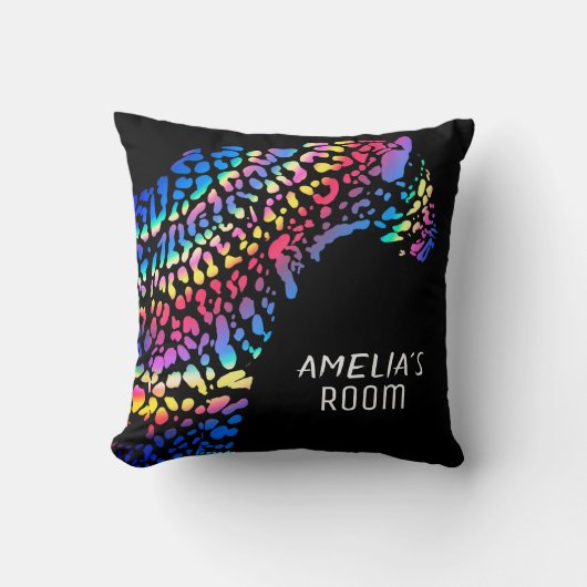 Rainbow Jaguar Kinder Monogram Bedroom Kussen (Voorkant)