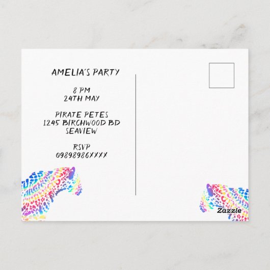 Rainbow Jaguar Party Uitnodiging (Achterkant)