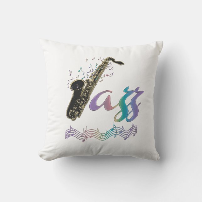 Rainbow Jazz Saxophone Music Outdoor Pillow Buitenkussen (Voorkant)