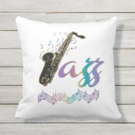 Rainbow Jazz Saxophone Music Outdoor Pillow Buitenkussen