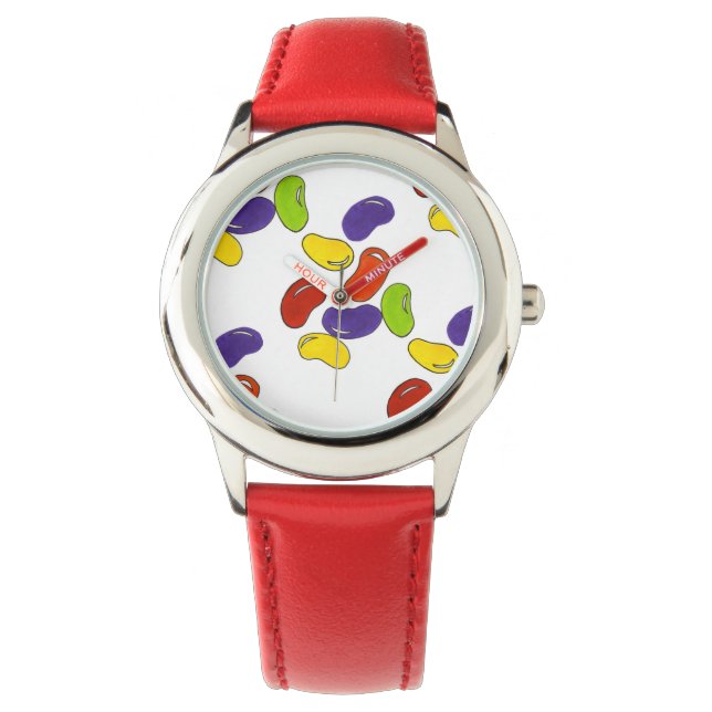 Rainbow Jelly Bean Beans Jellybean Snoep Horloge (Voorkant)