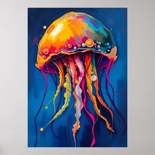 Rainbow Jellyfish Dream – Psychedelische Ocean Glo Poster (Voorkant)