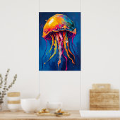 Rainbow Jellyfish Dream – Psychedelische Ocean Glo Poster (Keuken)