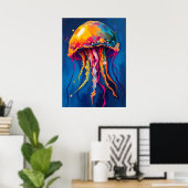 Rainbow Jellyfish Dream – Psychedelische Ocean Glo Poster (Thuiskantoor)