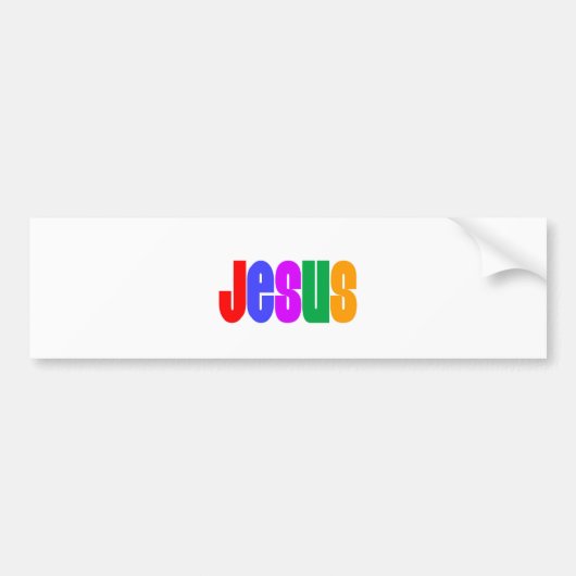 Rainbow Jesus Bumpersticker (Voorkant)