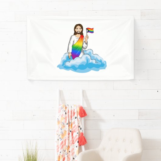 Rainbow Jesus Progress Flag Spandoek (Insitu)