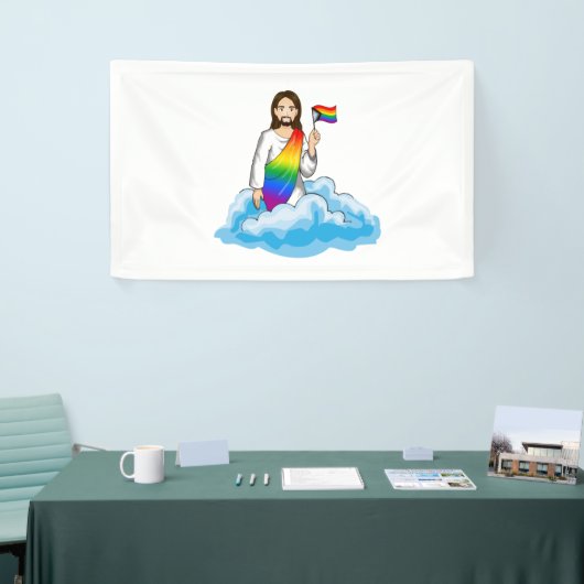 Rainbow Jesus Progress Flag Spandoek (Beurs)