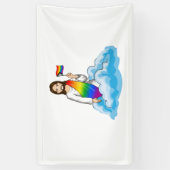 Rainbow Jesus Progress Flag Spandoek (Verticaal)