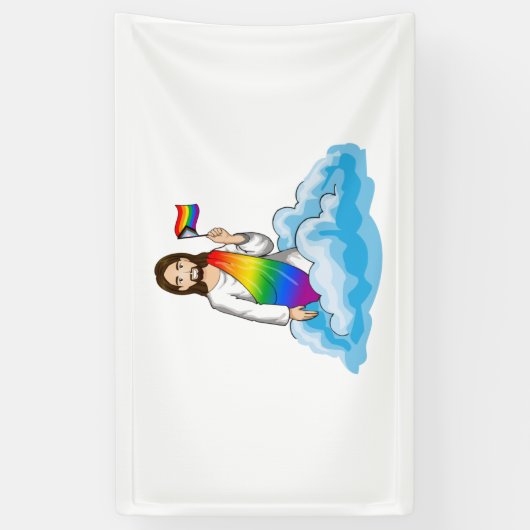 Rainbow Jesus Progress Flag Spandoek (Verticaal)
