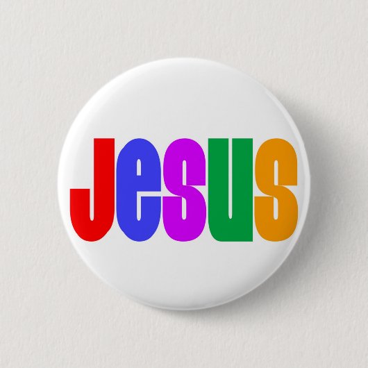 Rainbow Jesus Ronde Button 5,7 Cm (Voorkant)