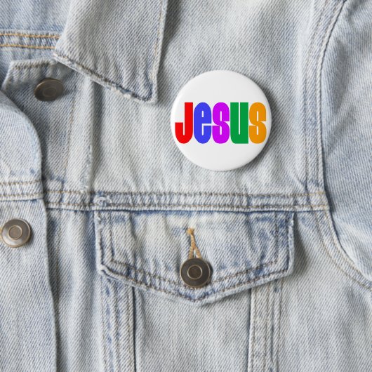 Rainbow Jesus Ronde Button 5,7 Cm (In situ)