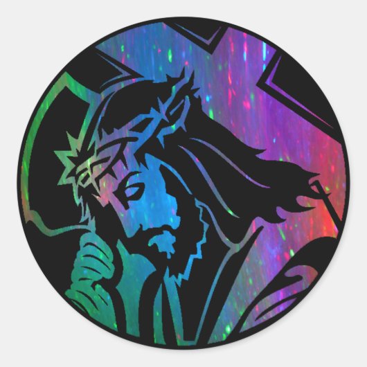 Rainbow Jesus Sticker (Voorkant)