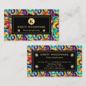 Rainbow Jewel Tone Mozaïek Glas Patroon Visitekaartje (Voorkant / Achterkant)