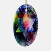 Rainbow Jewish Star Keramisch Ornament (Rechts)