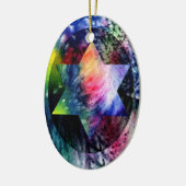 Rainbow Jewish Star Keramisch Ornament (Links)
