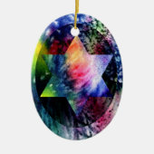 Rainbow Jewish Star Keramisch Ornament (Voorkant)