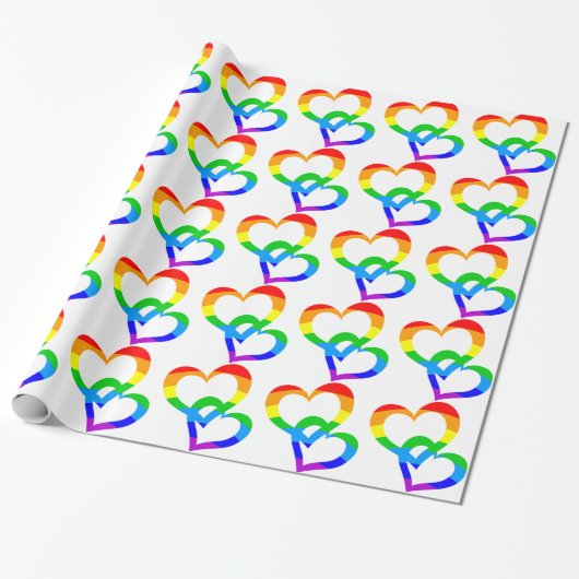 Rainbow Joined Hearts Cadeauverpakking Cadeaupapier (Uitgerold)