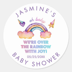 Rainbow Joy Baby shower Favor Ronde Sticker