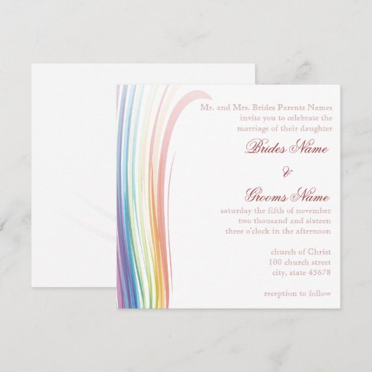 Rainbow Joy Wedding Uitnodiging (Voorkant / Achterkant)