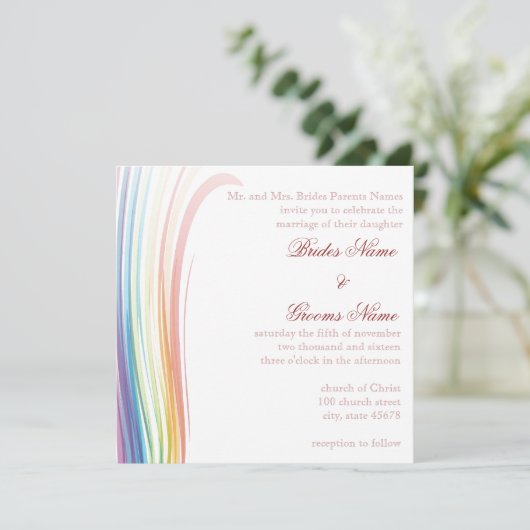Rainbow Joy Wedding Uitnodiging (Staand voorkant)