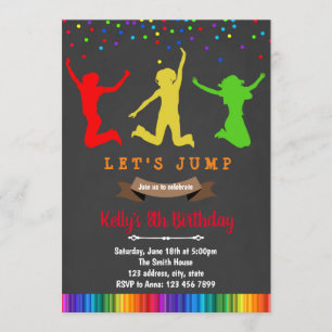 Rainbow jump verjaardagsuitnodiging kaart