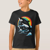 Rainbow & Jumping Orca Killer Whale T-shirt (Voorkant)