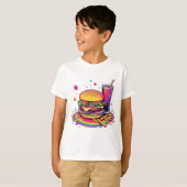 Rainbow Junk Food Hamburguer and Fries T-shirt (Voorkant volledig)