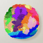 Rainbow Kaleidoscope Butterflies Rond Kussen (Voorkant)