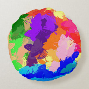 Rainbow Kaleidoscope Butterflies Rond Kussen