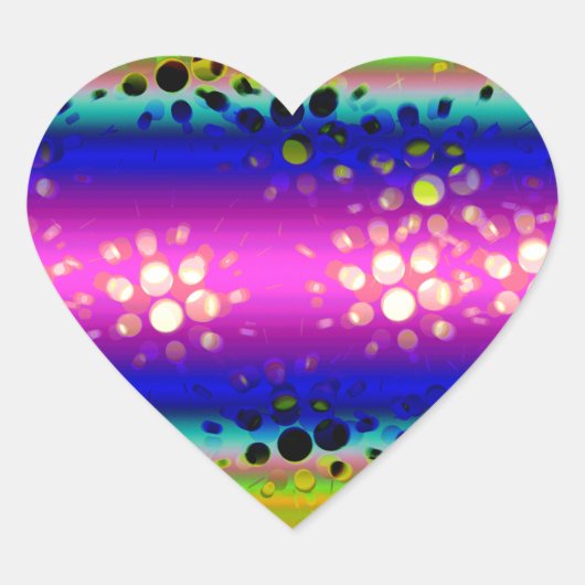 Rainbow Kaleidoscope Dotted Bursts Pattern Hart Sticker (Voorkant)