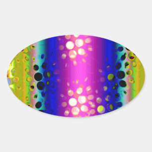Rainbow Kaleidoscope Dotted Bursts Pattern Ovale Sticker