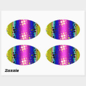 Rainbow Kaleidoscope Dotted Bursts Pattern Ovale Sticker (Vel)