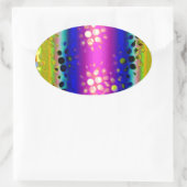 Rainbow Kaleidoscope Dotted Bursts Pattern Ovale Sticker (Tas)