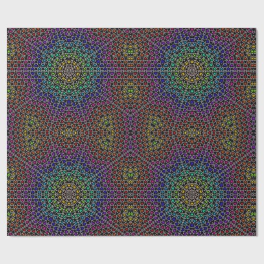 Rainbow Kaleidoscope Hearts Pattern Wrapping Paper Cadeaupapier (Vlak)