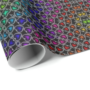 Rainbow Kaleidoscope Hearts Pattern Wrapping Paper Cadeaupapier