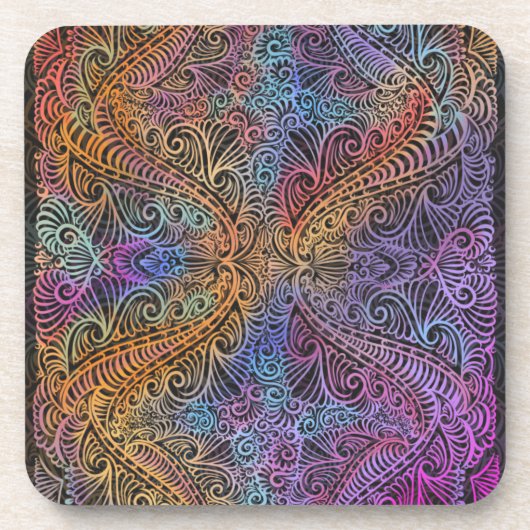 Rainbow Kaleidoscope Mandala Bier Onderzetter (Voorkant)