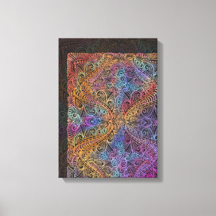 Rainbow Kaleidoscope Mandala Canvas Afdruk