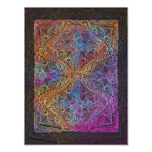 Rainbow Kaleidoscope Mandala Foto Afdruk (Voorkant)