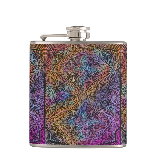 Rainbow Kaleidoscope Mandala Heupfles (Voorkant)